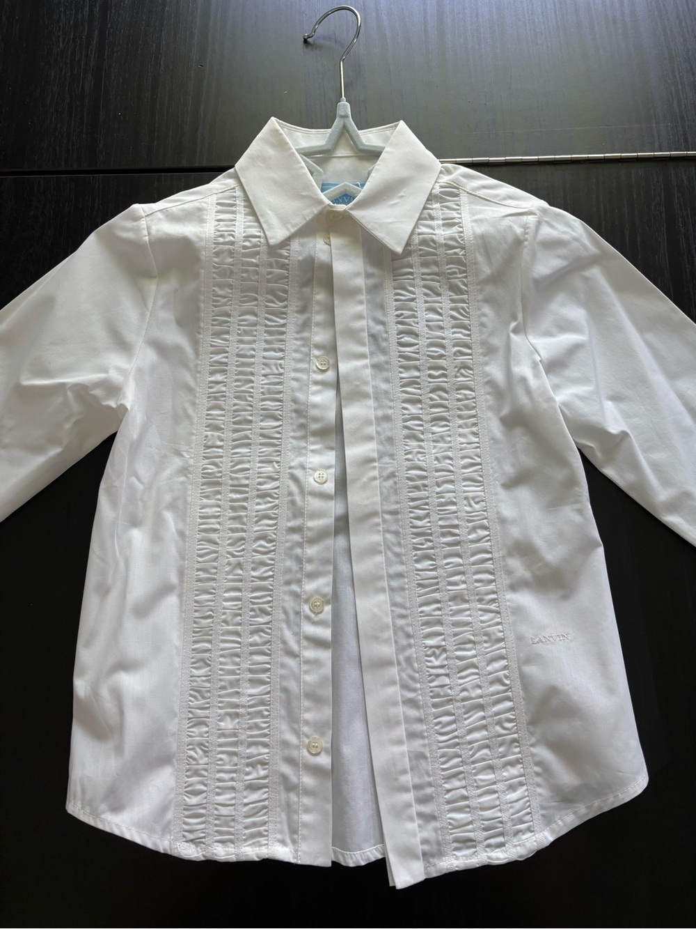 Lanvin White Boys Pleated Front Button-Down Shirt